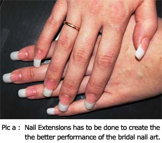 Nail Extensions has to be done to create the better performance of the bridal nail art.